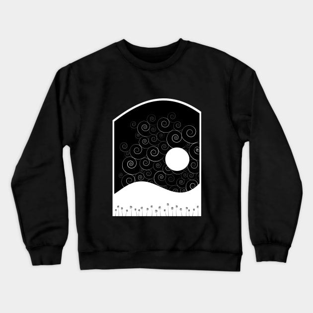 Winter Full Moon Landscape Crewneck Sweatshirt by NeddyBetty